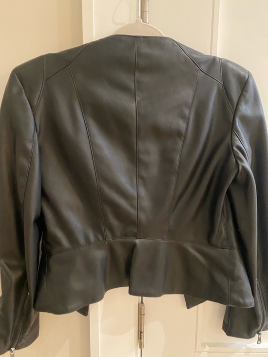 New Zara Black Faux-Leather Jacket with Red Lining - Picture 3 of 4